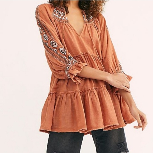 Free People Dream Weaver Embroidered Tunic size Medium - Picture 1 of 12